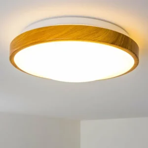 hofstein Plafonnier Sora Wood LED Bois clair, Blanc, 1 lumière* Lampes Modernes