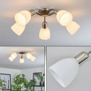 hofstein Plafonnier Starkeryd Nickel mat, 5 lumières* Lampes En Verre