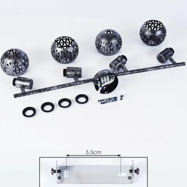 hofstein Plafonnier Stavik Noir, Argenté, 4 lumières* Lampes Modernes