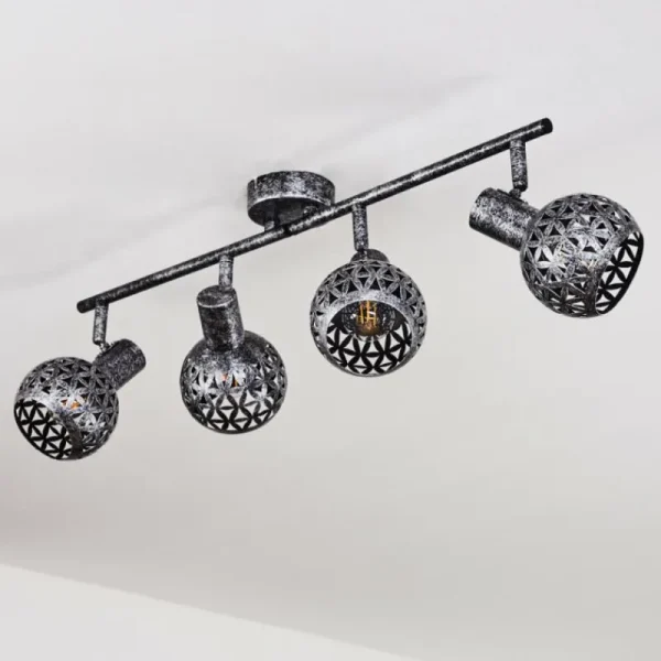 hofstein Plafonnier Stavik Noir, Argenté, 4 lumières* Lampes Modernes