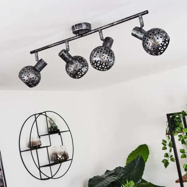 hofstein Plafonnier Stavik Noir, Argenté, 4 lumières* Lampes Modernes