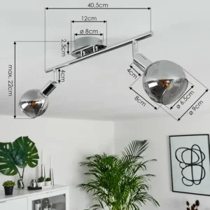 hofstein Plafonnier Stranderod Chrome, 2 lumières* Lampes Modernes