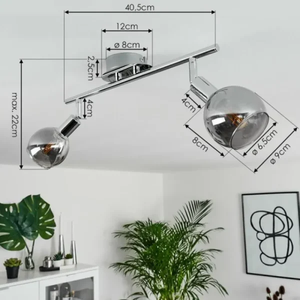 hofstein Plafonnier Stranderod Chrome, 2 lumières* Lampes Modernes