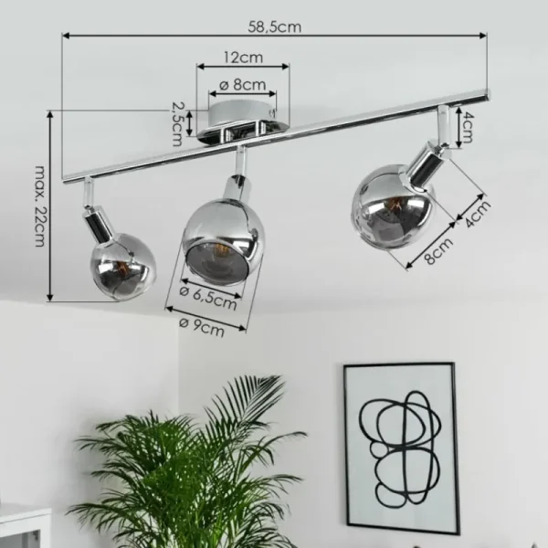 hofstein Plafonnier Stranderod Chrome, 3 lumières* Lampes Modernes