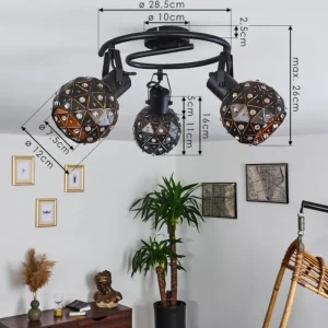 hofstein Plafonnier Sunasau Noir, 3 lumières* Lampes Modernes