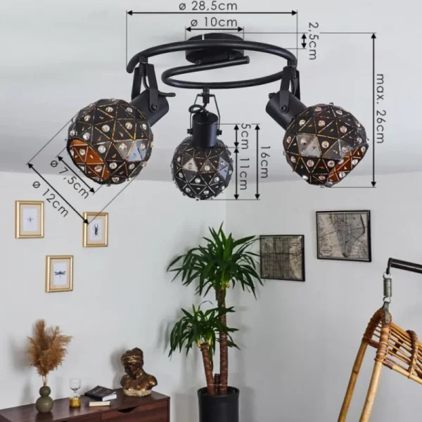 hofstein Plafonnier Sunasau Noir, 3 lumières* Lampes Modernes