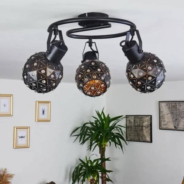 hofstein Plafonnier Sunasau Noir, 3 lumières* Lampes Modernes