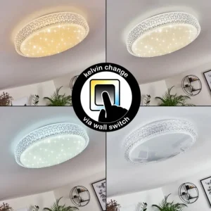 hofstein Plafonnier Suno LED Transparent, Blanc, 1 lumière* Lampes Modernes