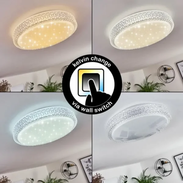 hofstein Plafonnier Suno LED Transparent, Blanc, 1 lumière* Lampes Modernes