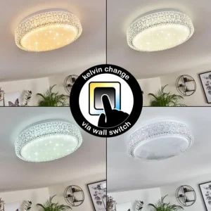 hofstein Plafonnier Suno LED Transparent, Blanc, 1 lumière* Lampes Modernes