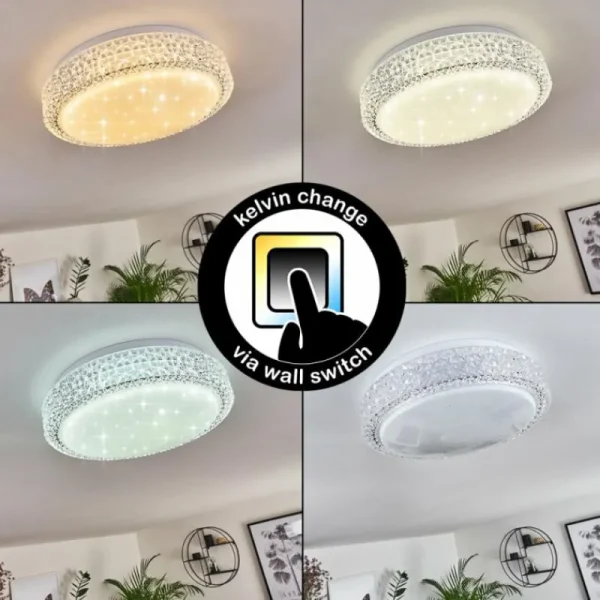 hofstein Plafonnier Suno LED Transparent, Blanc, 1 lumière* Lampes Modernes