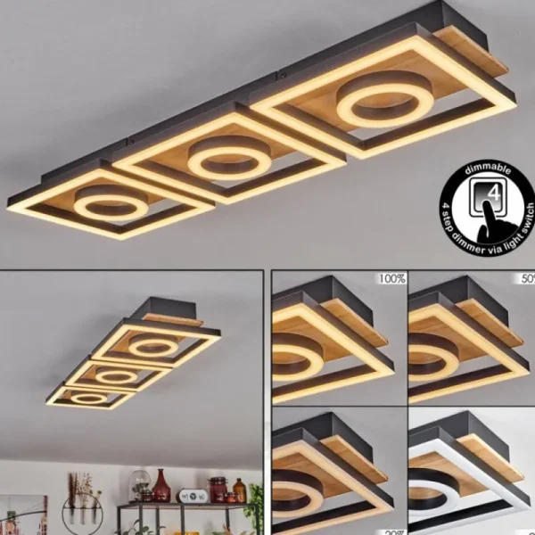 hofstein Plafonnier Taboneira LED Écru, Noir, 3 lumières* Lampes Modernes
