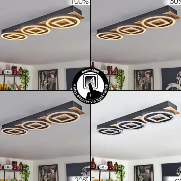 hofstein Plafonnier Taboneira LED Écru, Noir, 3 lumières* Lampes Modernes