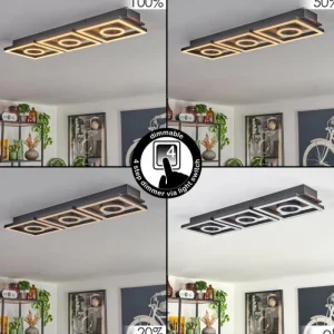 hofstein Plafonnier Taboneira LED Brun foncé, Noir, 3 lumières* Lampes Modernes