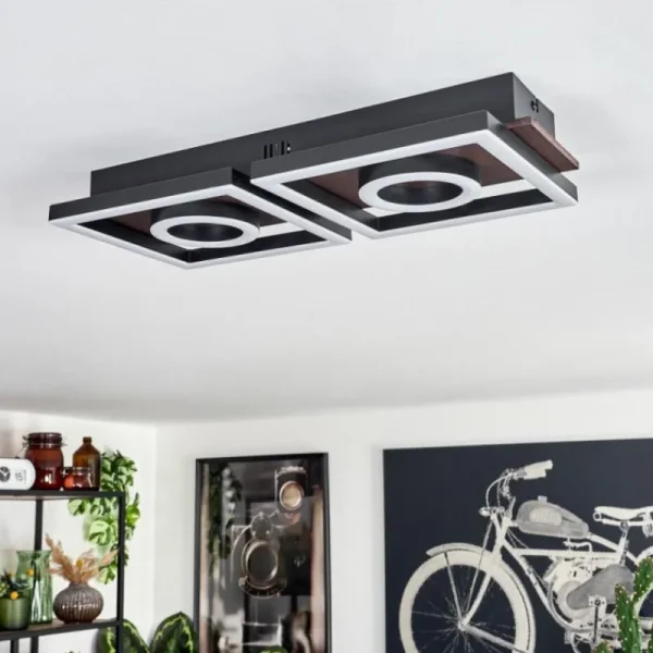 hofstein Plafonnier Taboneira LED Brun foncé, Noir, 2 lumières* Lampes Modernes