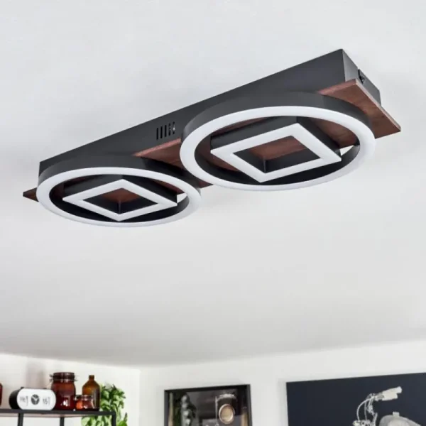 hofstein Plafonnier Taboneira LED Brun foncé, Noir, 2 lumières* Lampes Modernes
