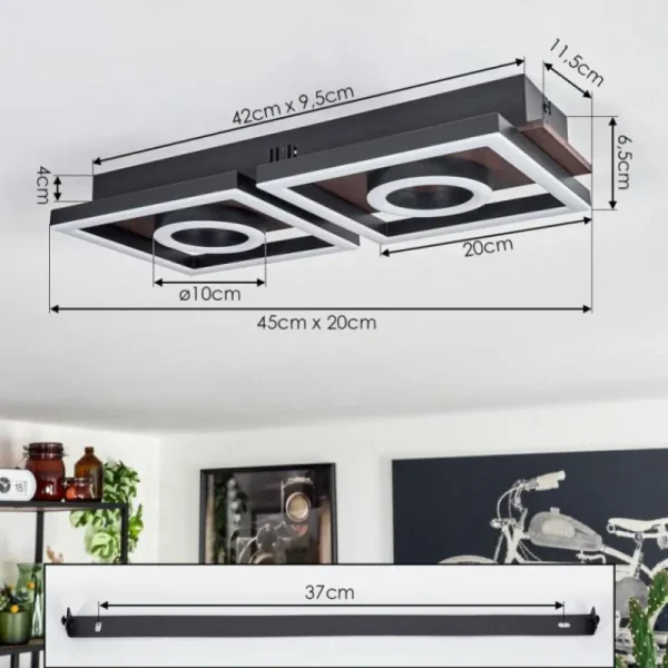 hofstein Plafonnier Taboneira LED Brun foncé, Noir, 2 lumières* Lampes Modernes