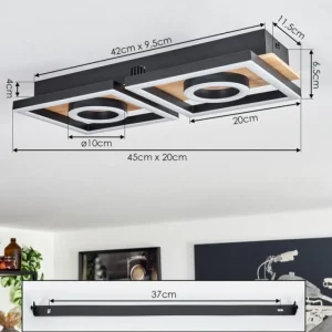 hofstein Plafonnier Taboneira LED Écru, Noir, 2 lumières* Lampes Modernes