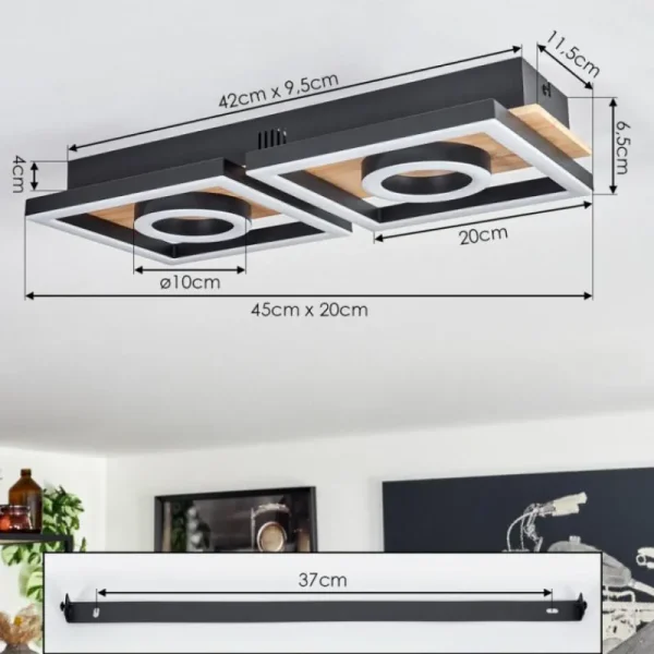 hofstein Plafonnier Taboneira LED Écru, Noir, 2 lumières* Lampes Modernes