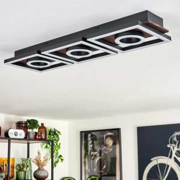 hofstein Plafonnier Taboneira LED Brun foncé, Noir, 3 lumières* Lampes Modernes