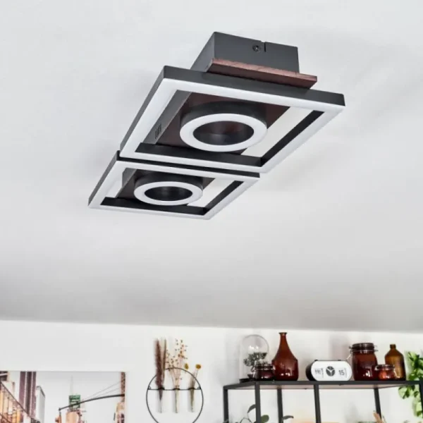 hofstein Plafonnier Taboneira LED Brun foncé, Noir, 2 lumières* Lampes Modernes
