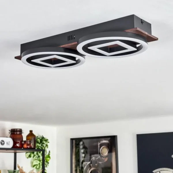 hofstein Plafonnier Taboneira LED Brun foncé, Noir, 2 lumières* Lampes Modernes