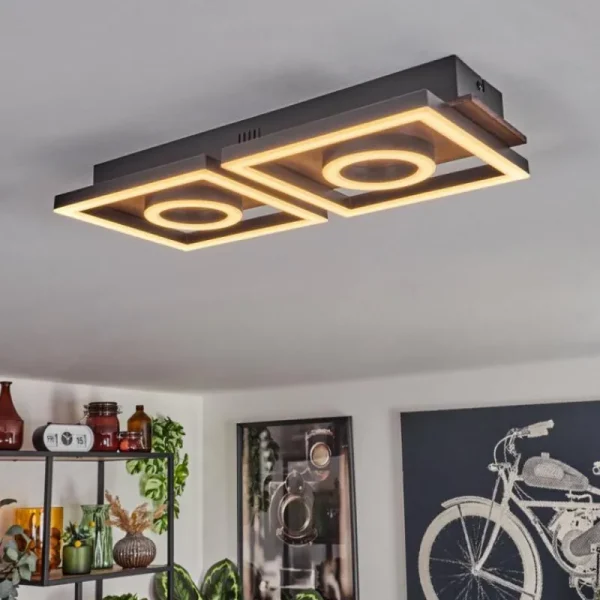 hofstein Plafonnier Taboneira LED Brun foncé, Noir, 2 lumières* Lampes Modernes