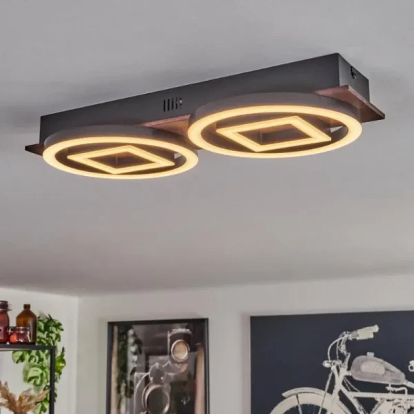 hofstein Plafonnier Taboneira LED Brun foncé, Noir, 2 lumières* Lampes Modernes
