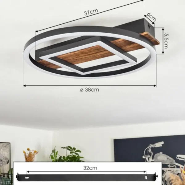 hofstein Plafonnier Taboneira LED Noir, 1 lumière* Lampes Modernes