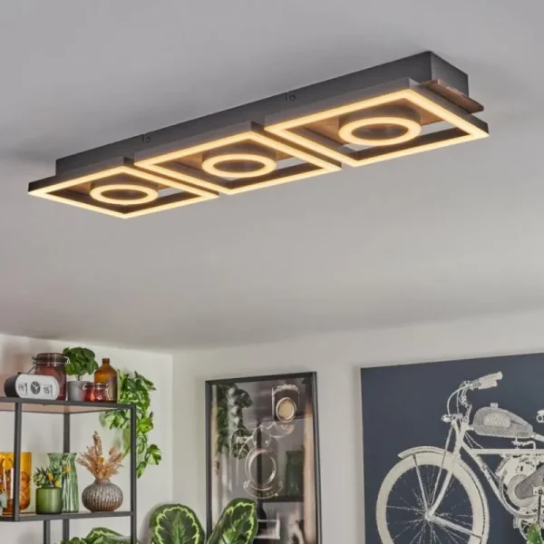 hofstein Plafonnier Taboneira LED Brun foncé, Noir, 3 lumières* Lampes Modernes