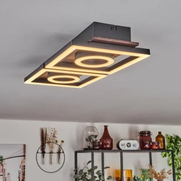hofstein Plafonnier Taboneira LED Brun foncé, Noir, 2 lumières* Lampes Modernes
