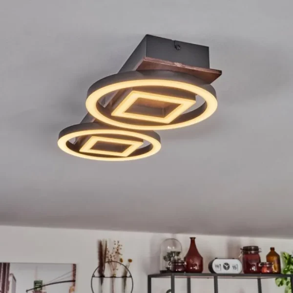 hofstein Plafonnier Taboneira LED Brun foncé, Noir, 2 lumières* Lampes Modernes