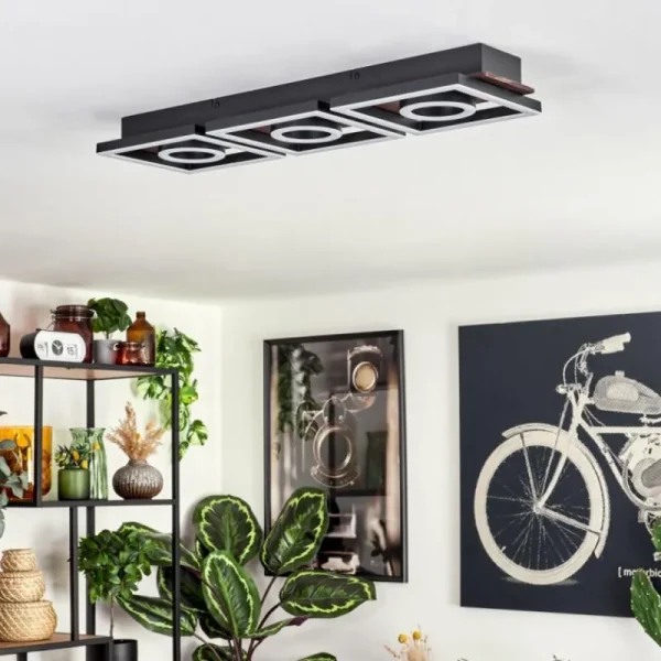 hofstein Plafonnier Taboneira LED Brun foncé, Noir, 3 lumières* Lampes Modernes