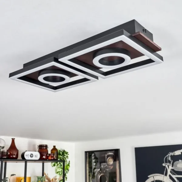 hofstein Plafonnier Taboneira LED Brun foncé, Noir, 2 lumières* Lampes Modernes