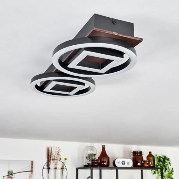 hofstein Plafonnier Taboneira LED Brun foncé, Noir, 2 lumières* Lampes Modernes