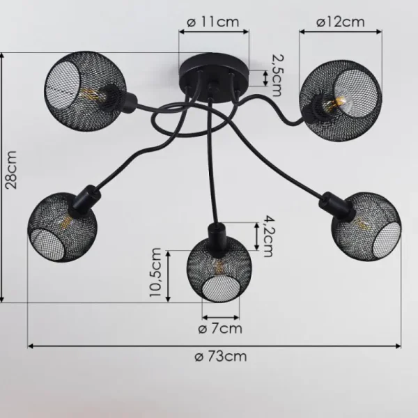 hofstein Plafonnier Tambo Noir, 5 lumières* Lampes Modernes