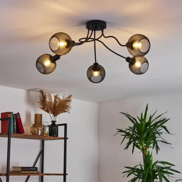 hofstein Plafonnier Tambo Noir, 5 lumières* Lampes Modernes