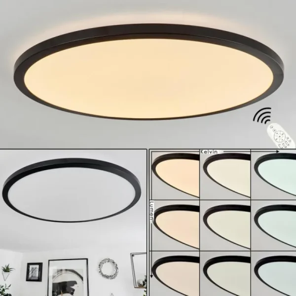 hofstein Plafonnier Tamesch LED Noir, 1 lumière, Télécommandes* Lampes Modernes