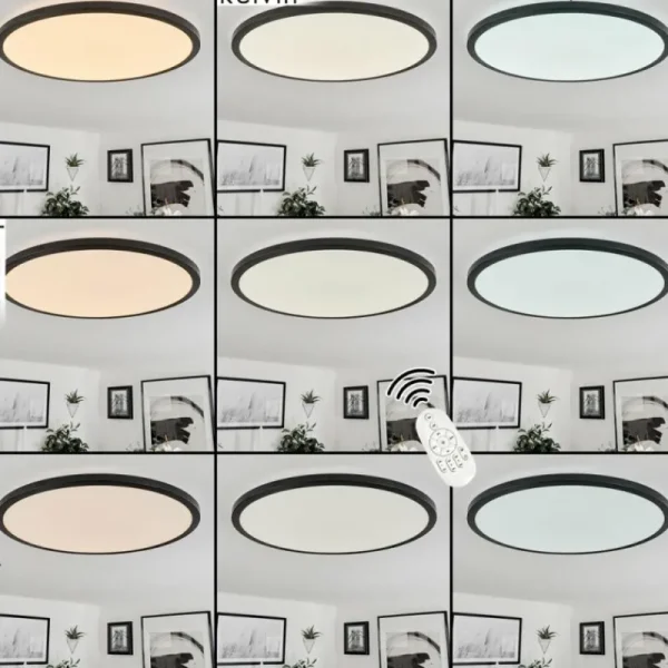 hofstein Plafonnier Tamesch LED Noir, 1 lumière, Télécommandes* Lampes Modernes
