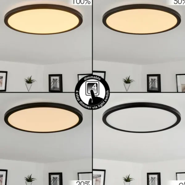 hofstein Plafonnier Tamesch LED Noir, 1 lumière* Lampes Modernes