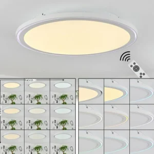 hofstein Plafonnier Telsen LED Blanc, 2 lumières, Télécommandes, Changeur de couleurs* Lampes Modernes