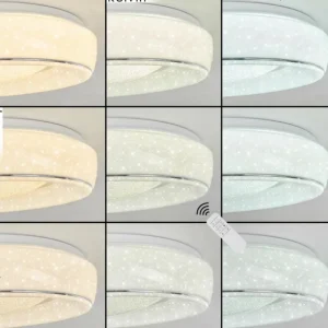 hofstein Plafonnier Tobosy LED Blanc, 1 lumière, Télécommandes* Lampes Modernes