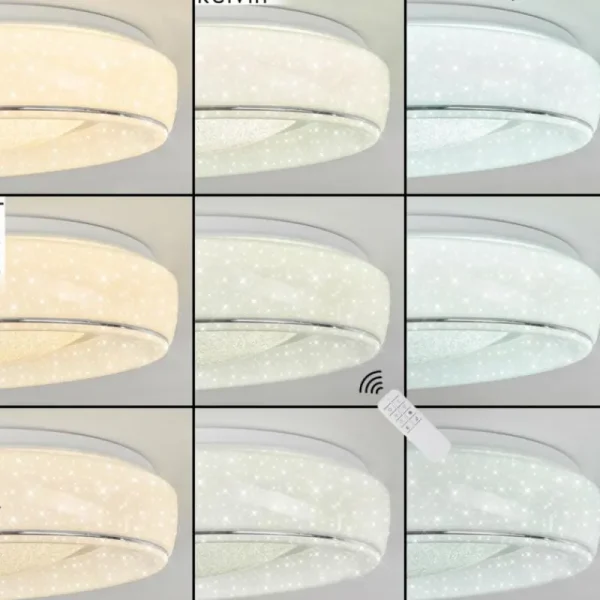 hofstein Plafonnier Tobosy LED Blanc, 1 lumière, Télécommandes* Lampes Modernes