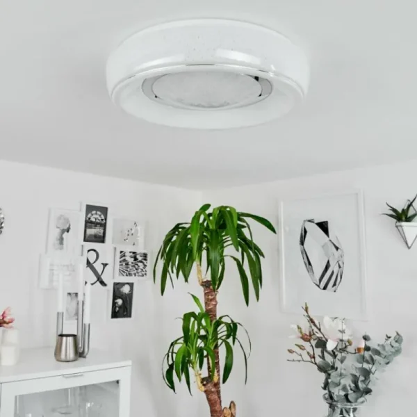 hofstein Plafonnier Tobosy LED Blanc, 1 lumière, Télécommandes* Lampes Modernes