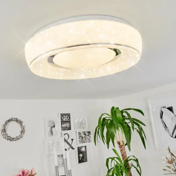hofstein Plafonnier Tobosy LED Blanc, 1 lumière, Télécommandes* Lampes Modernes
