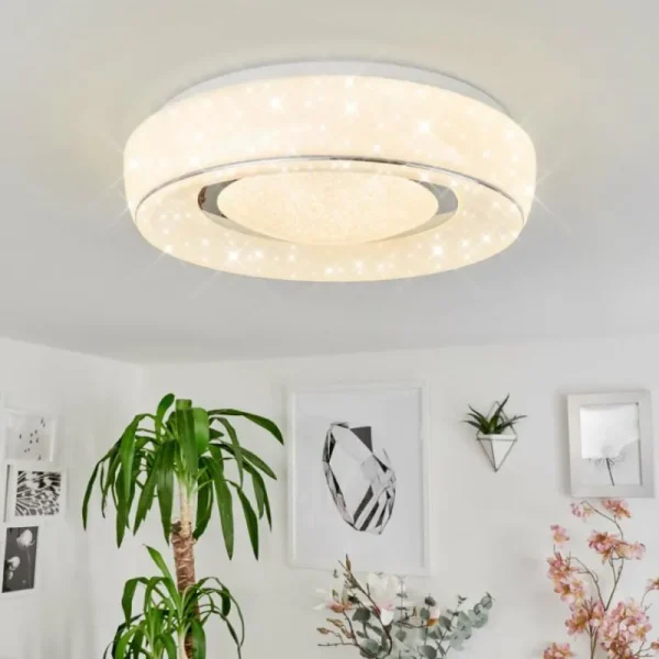 hofstein Plafonnier Tobosy LED Blanc, 1 lumière, Télécommandes* Lampes Modernes