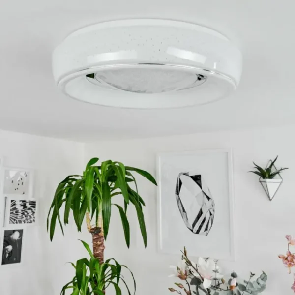hofstein Plafonnier Tobosy LED Blanc, 1 lumière, Télécommandes* Lampes Modernes