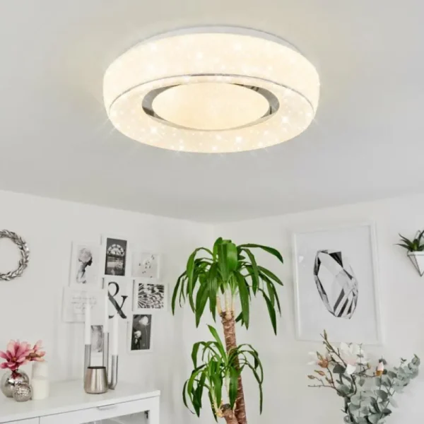 hofstein Plafonnier Tobosy LED Blanc, 1 lumière, Télécommandes* Lampes Modernes