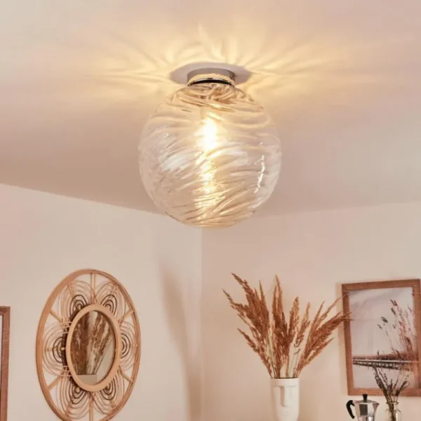 hofstein Plafonnier Tomboul Chrome, 1 lumière* Lampes En Verre