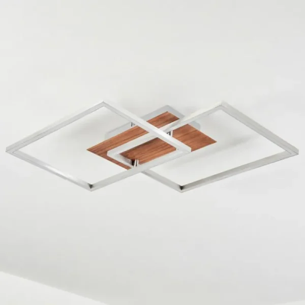 hofstein Plafonnier Torres LED Nickel mat, 2 lumières, Télécommandes* Lampes Modernes